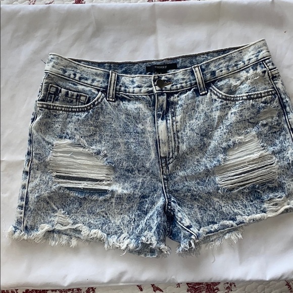 Short En Jean Forever 21 Taille 28 Denim Léger Vieilli - Neuf Avec étiquettes